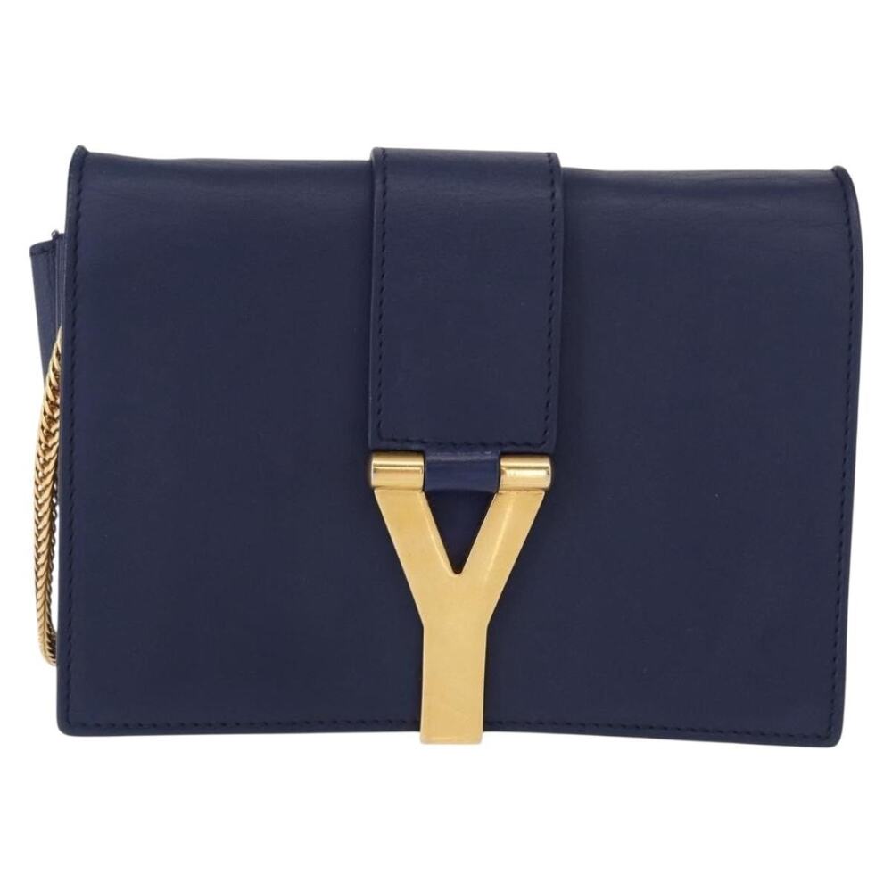 Saint Laurent Leather Y Line Chain Shoulder Bag Small Bag Blue
